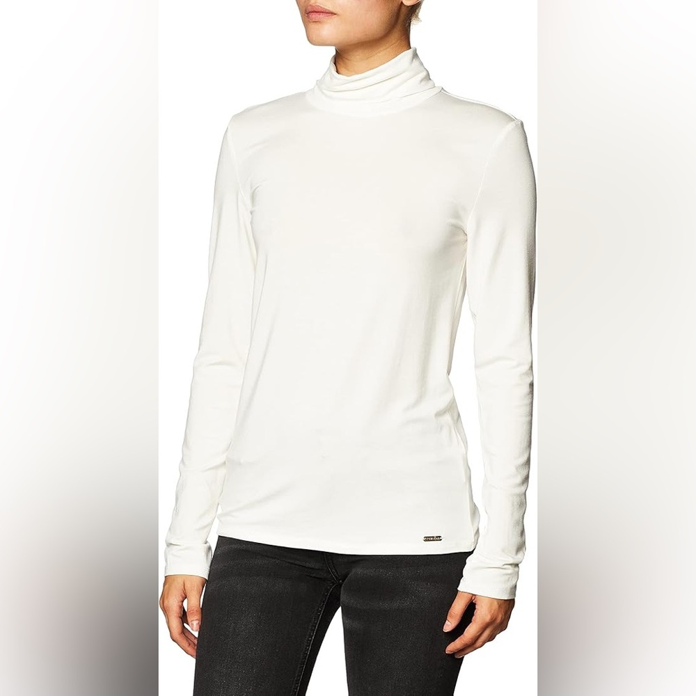 Calvin Klein Women's White Long Sleeve Turtleneck top - large